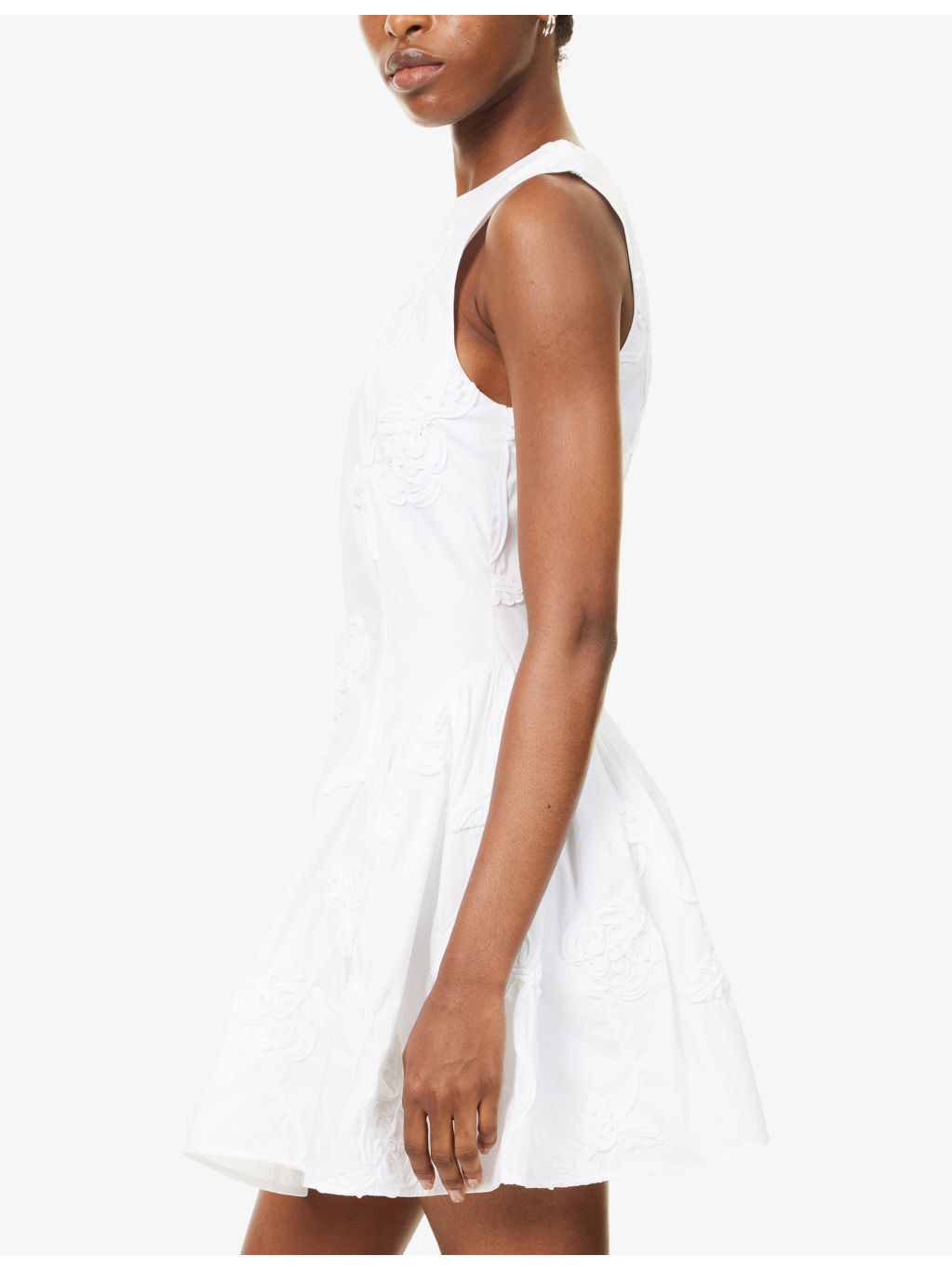 Selda Floral-Applique Cotton-Poplin Mini Dress - 3