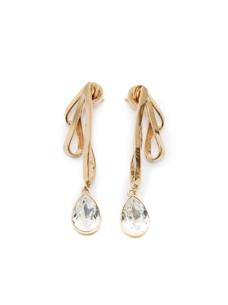 crystal-embellished Ribbon drop earrings - 2
