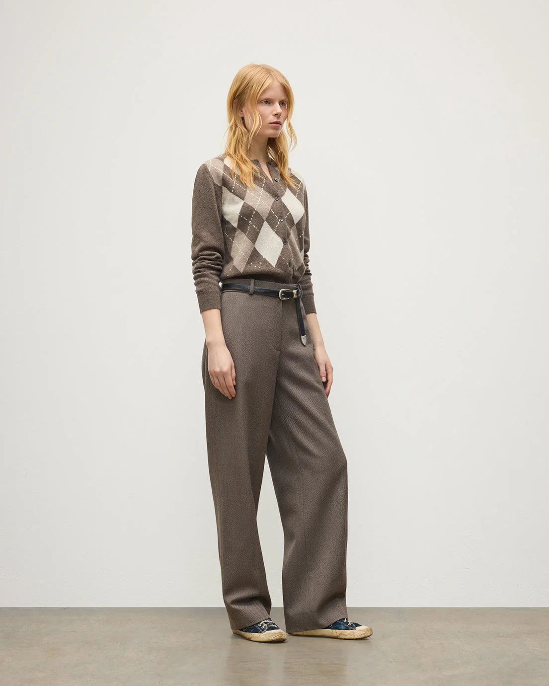 Clan Brown Argyle Cashmere Cardigan - 1