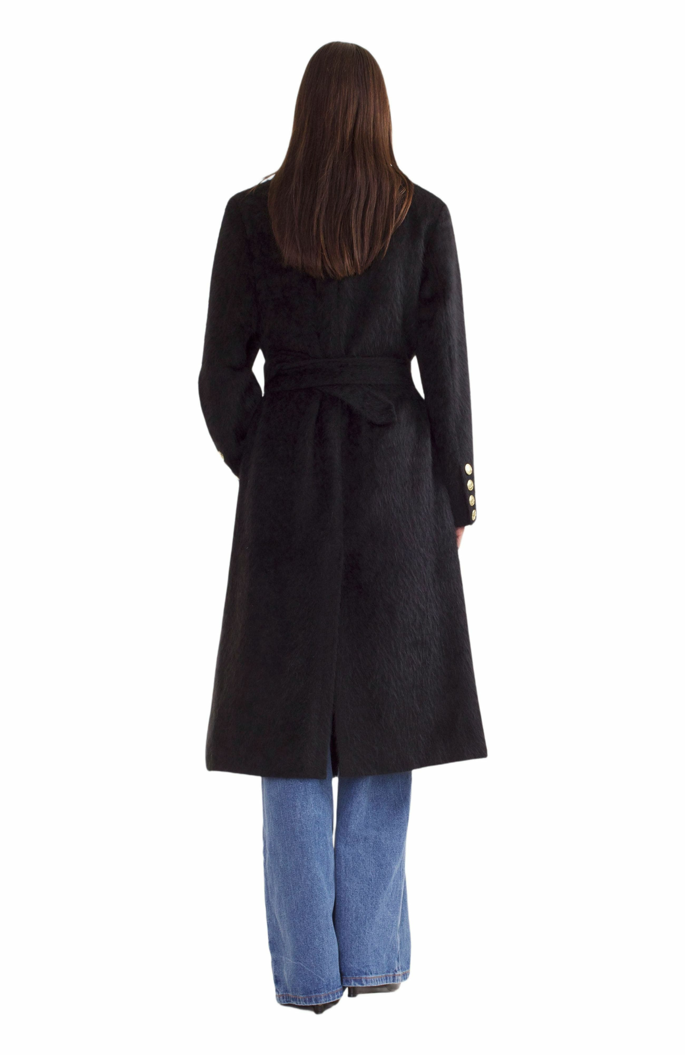 Cynthia Rowley Fuzzy Wool Trench Coat in Black at Nordstrom - 5