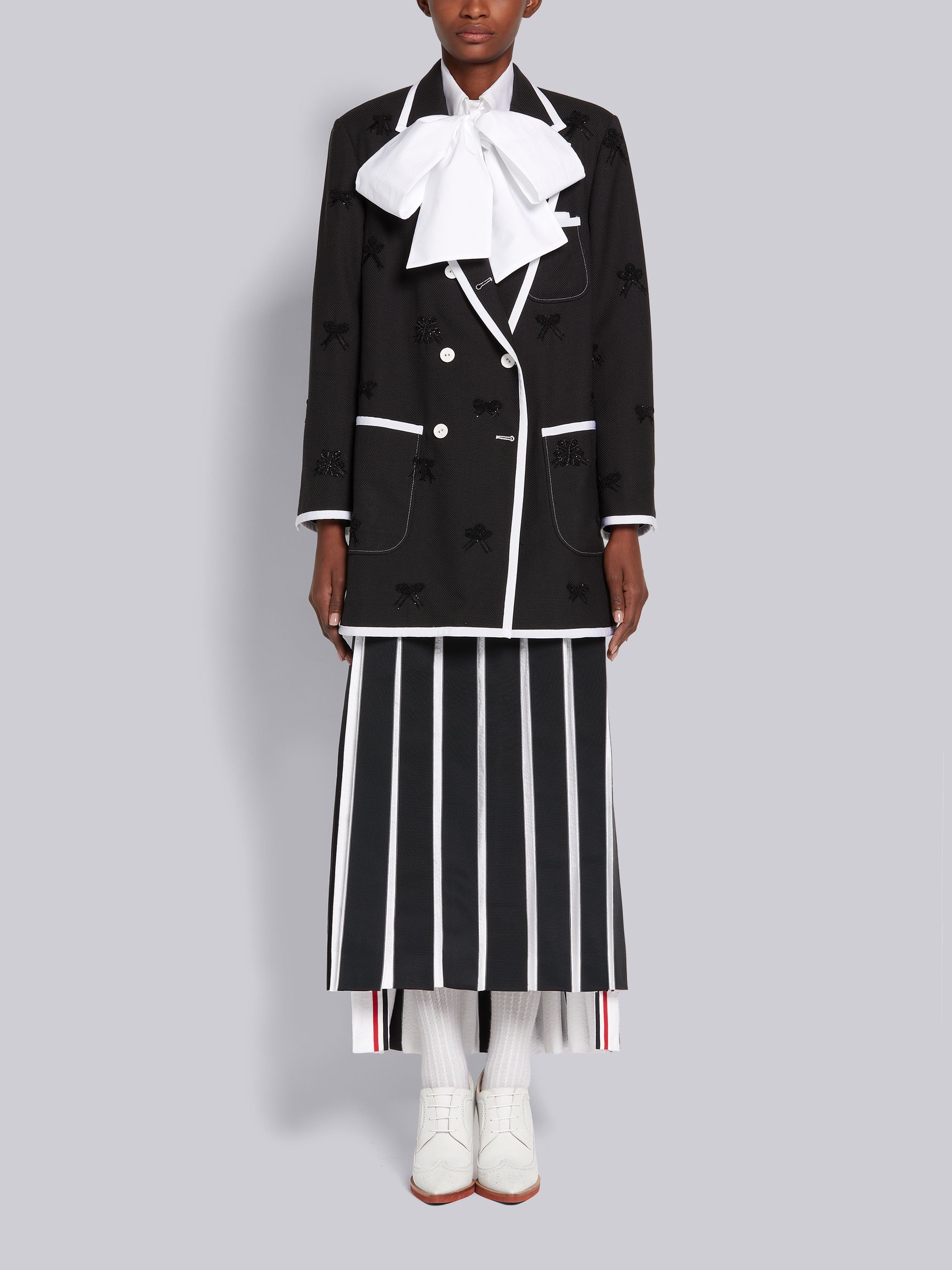 RWB-detail pleated ankle-length skirt - 4