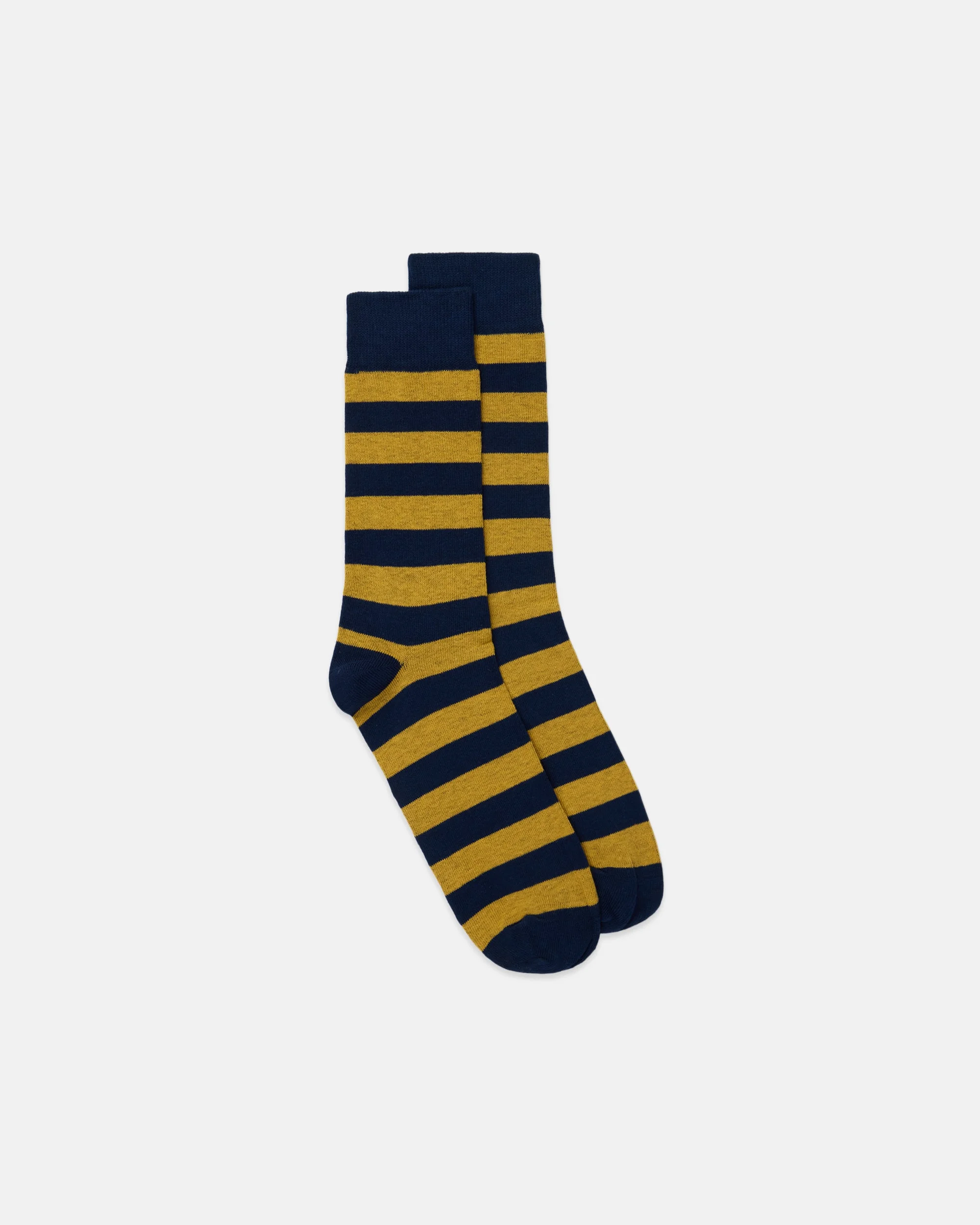 NAVY & YELLOW HOOP STRIPE COTTON SOCKS - 1