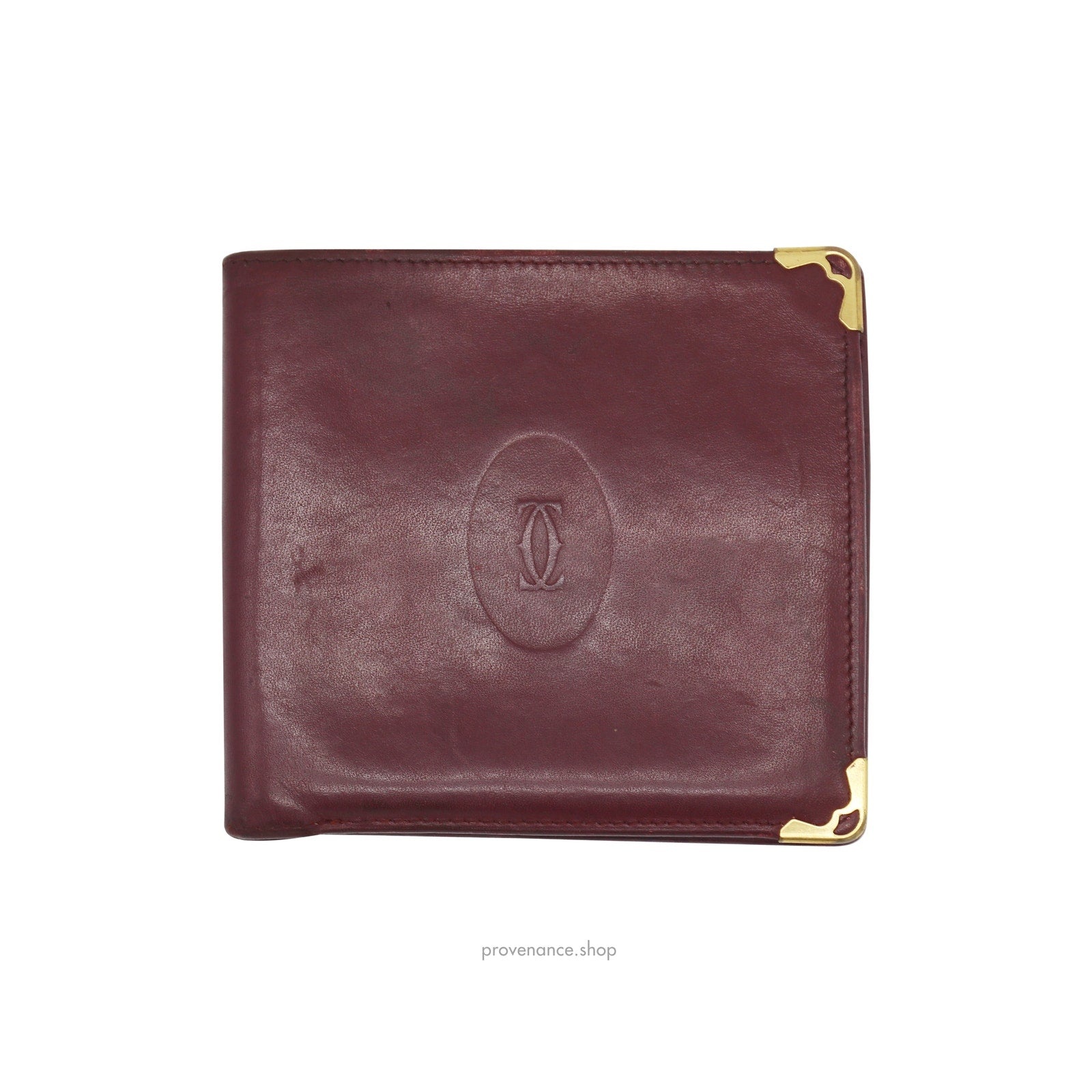 Cartier Bifold Wallet - Burgundy Calfskin Leather - 1