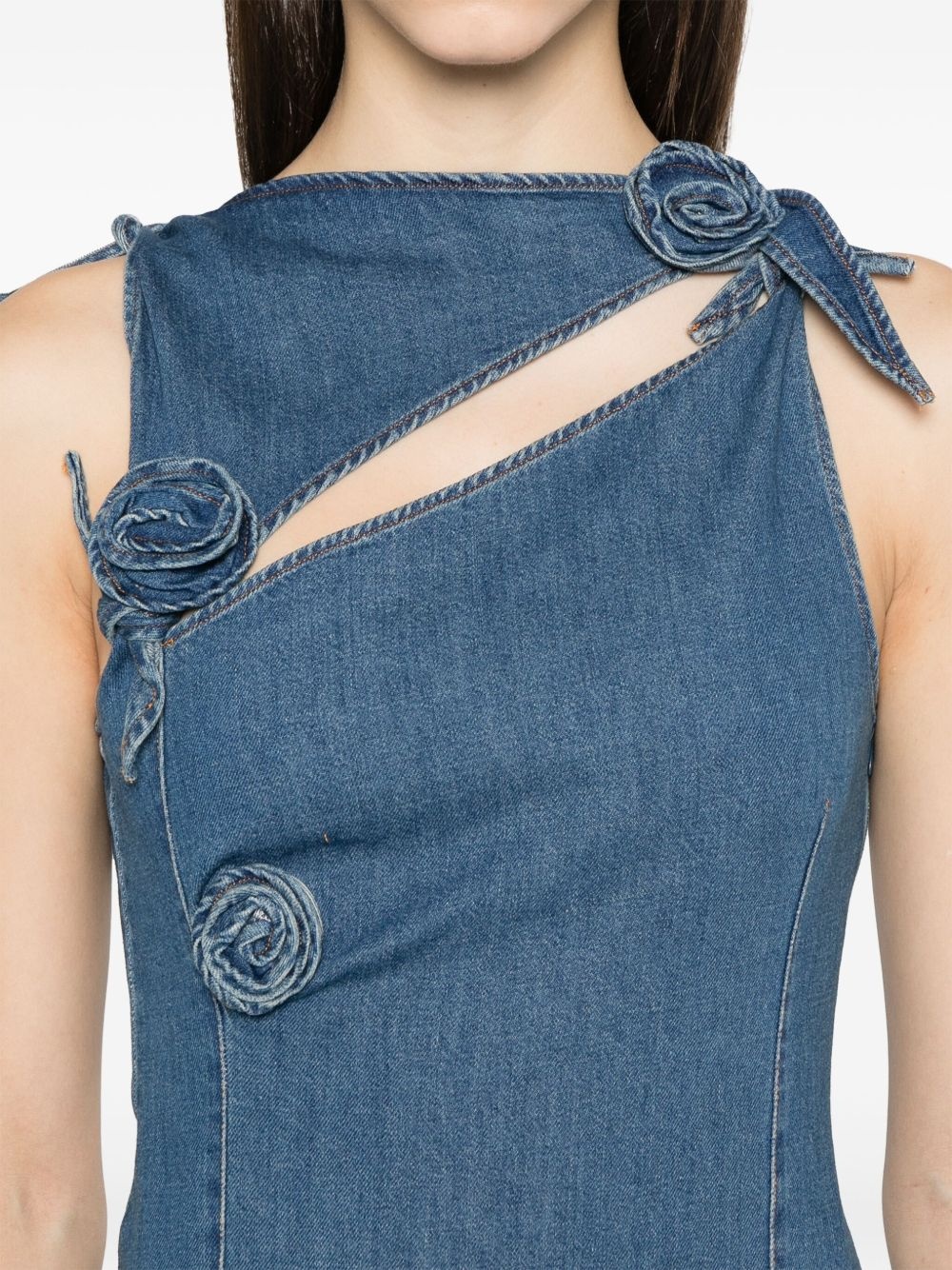 asymmetric flower-detail mini dress - 5