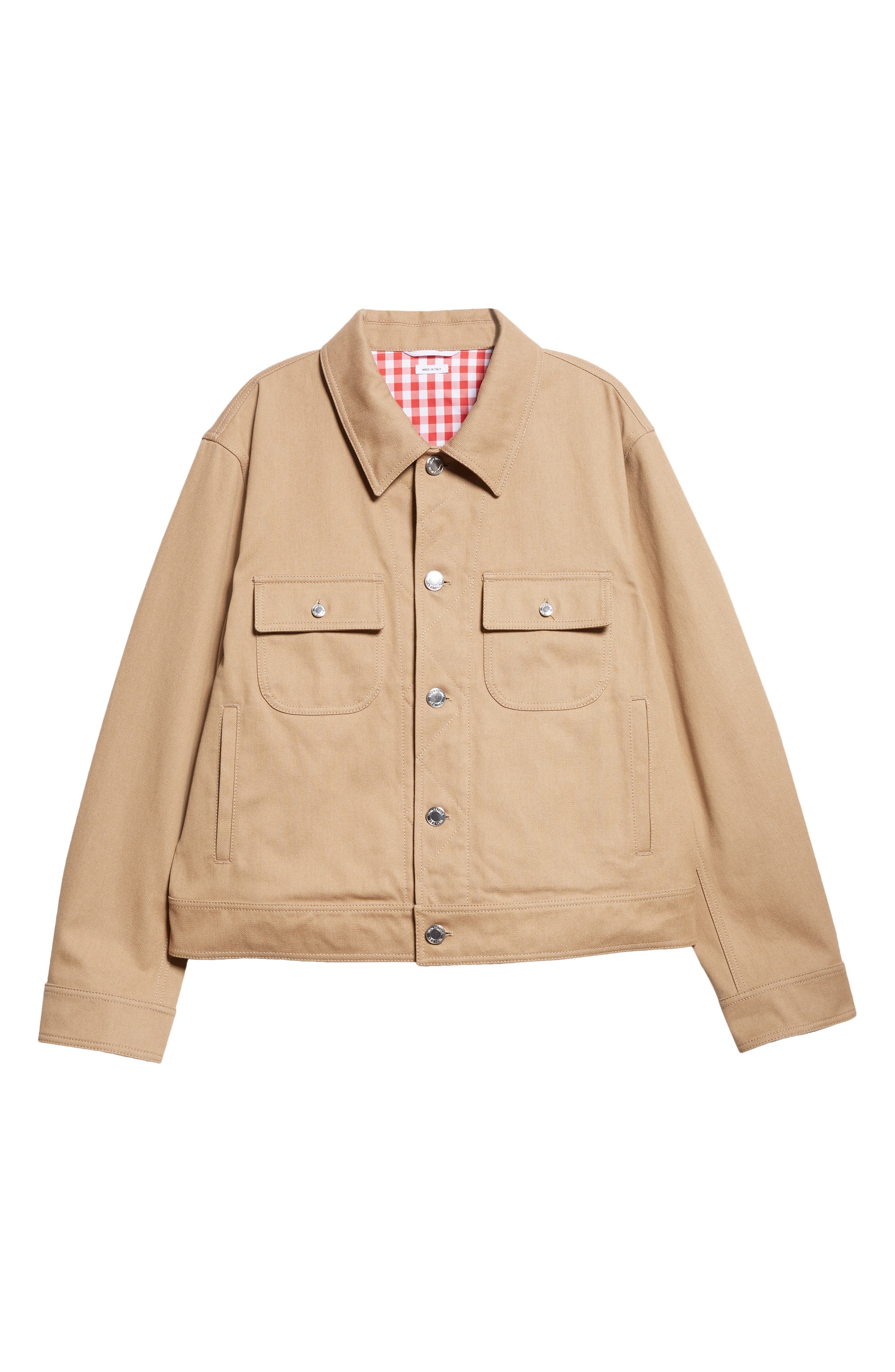 Thom Browne Backstrap Denim Utility Jacket in Khaki at Nordstrom - 7