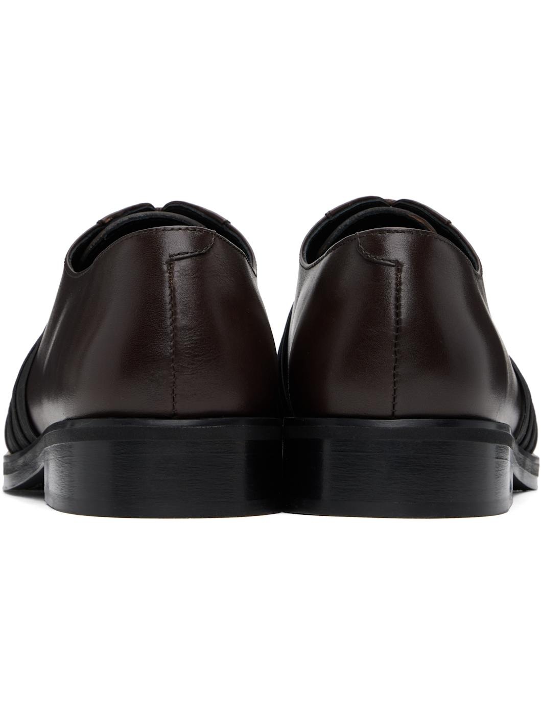 Brown Elastic Biker Oxfords - 2