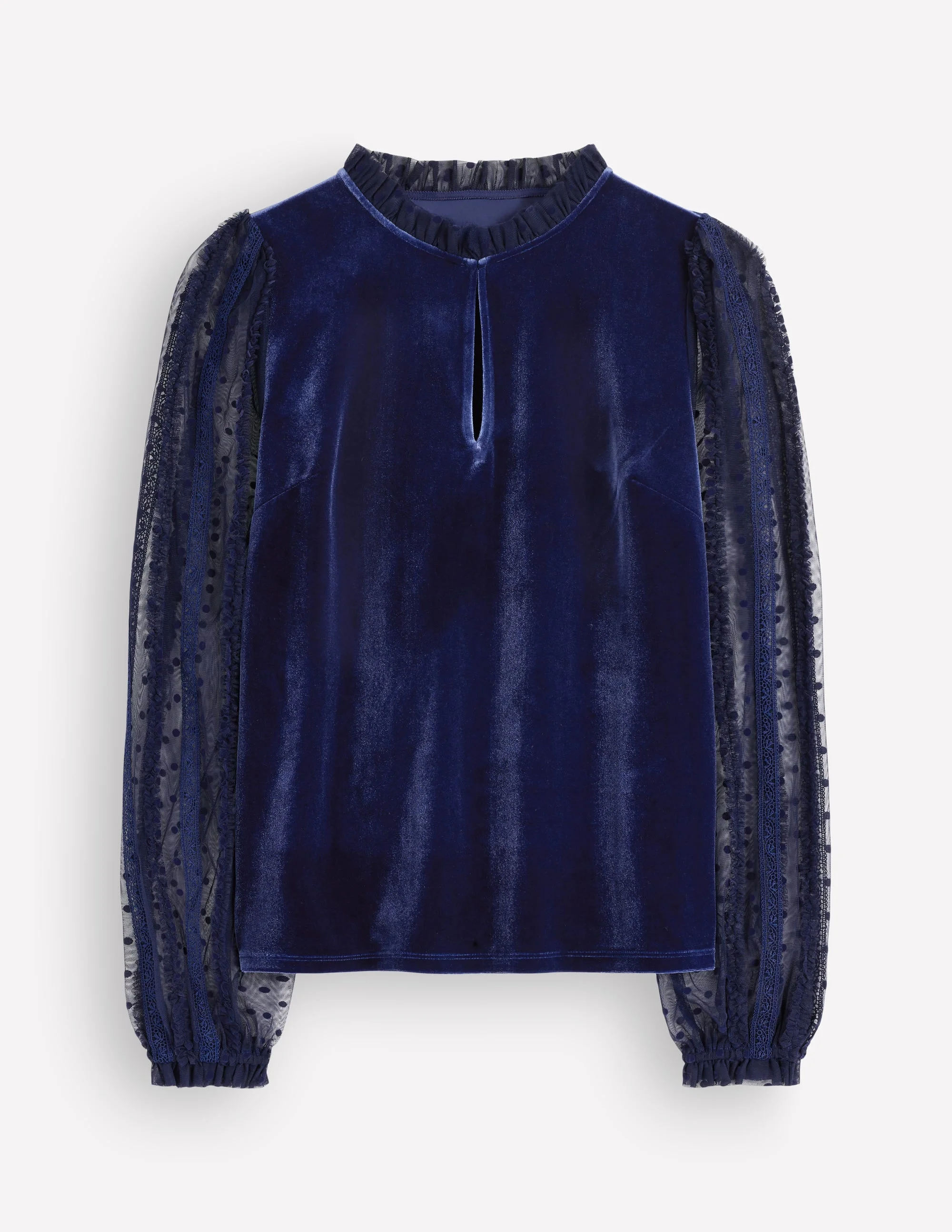 Tulle Mix Velvet Top-Zodiac Purple - 1