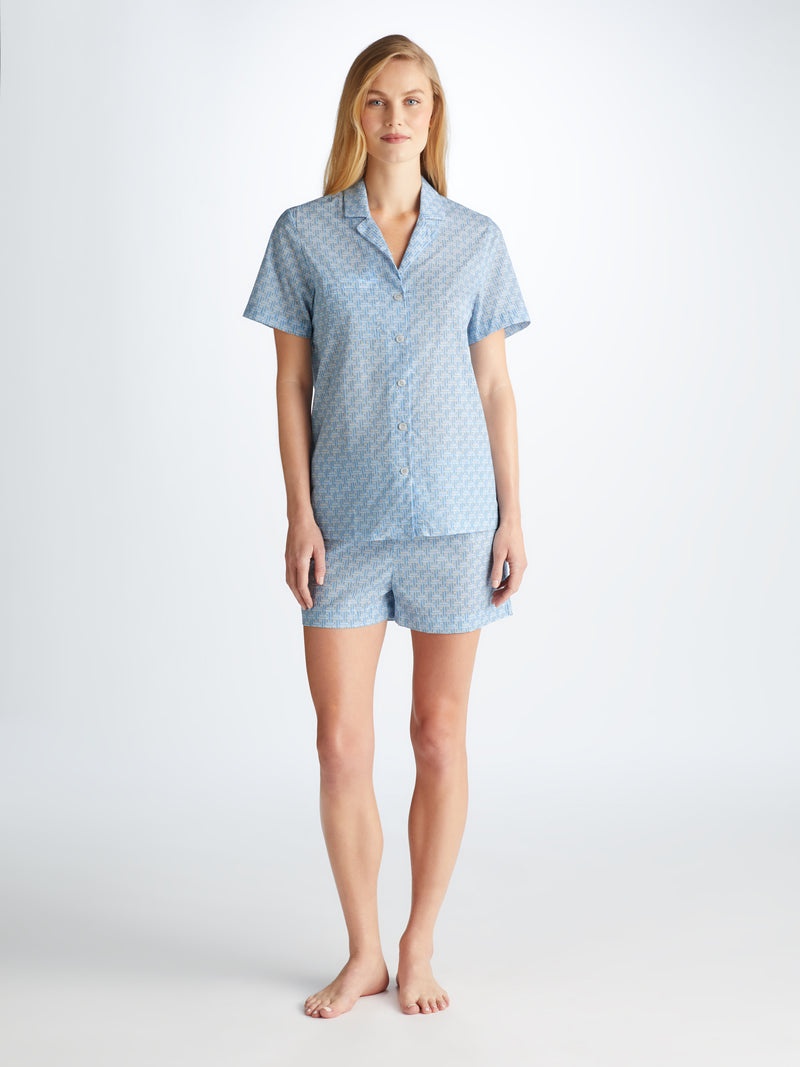 Women's Short Pyjamas Ledbury 72 Cotton Batiste Blue - 3