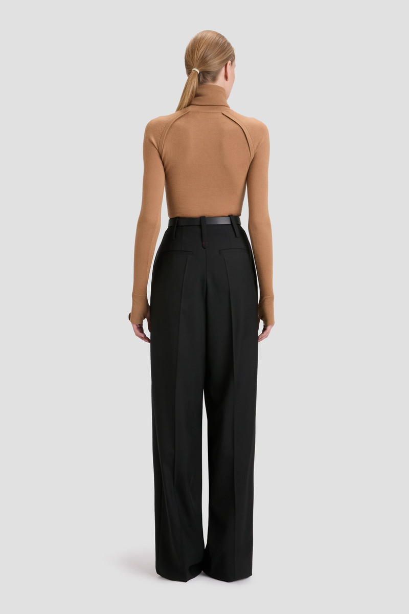 High Neck Jumper In Dark Camel 4