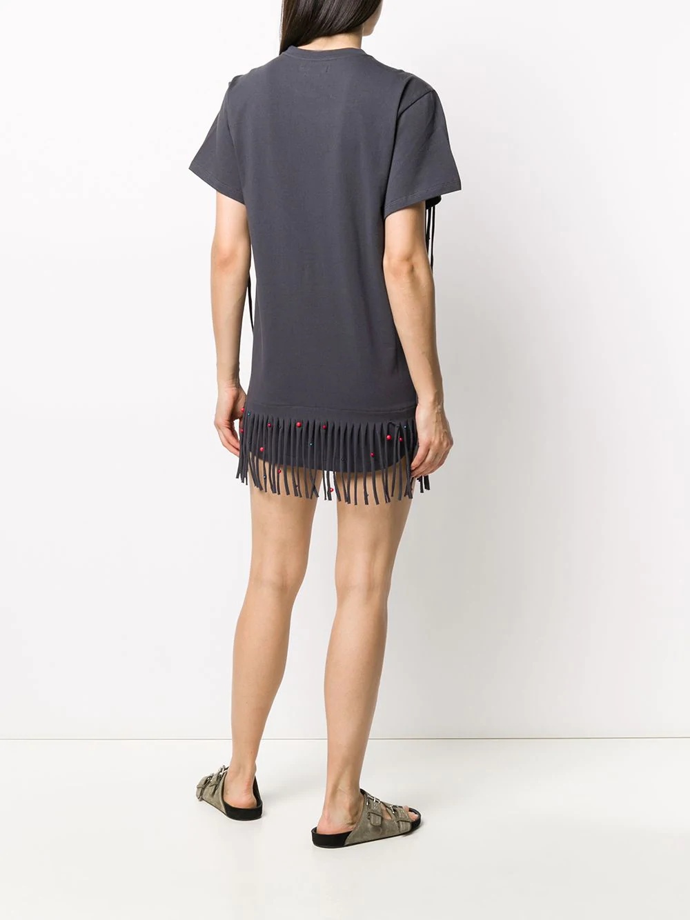 fringe front T-shirt - 4