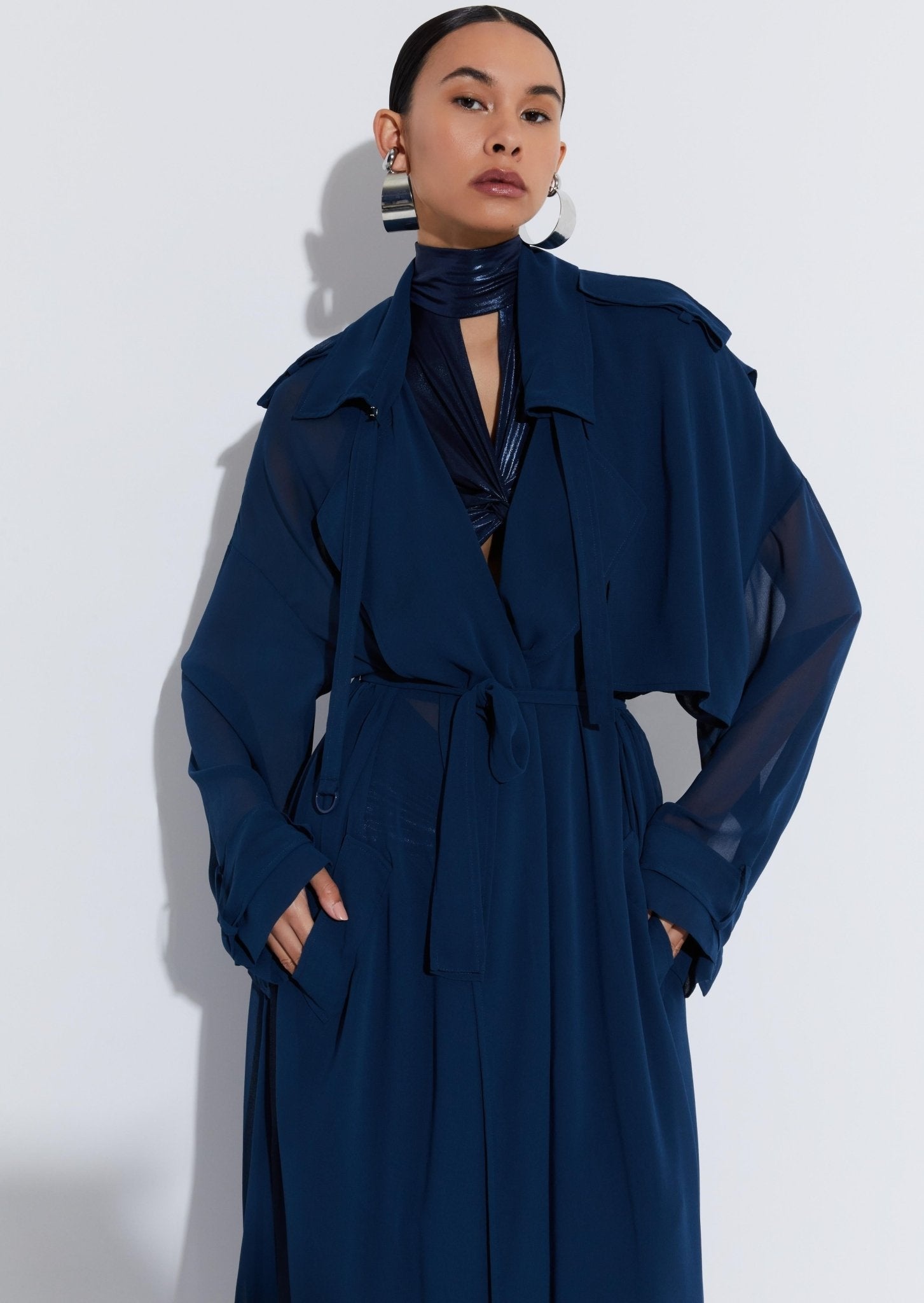 Georgette Double Breasted Trench - 5