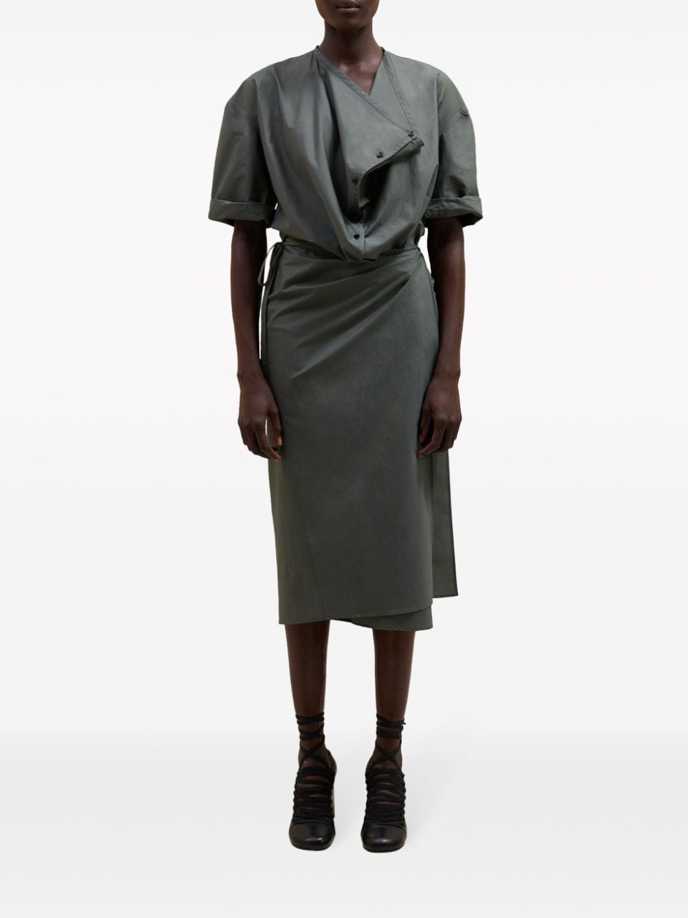 short-sleeve wrap dress - 2