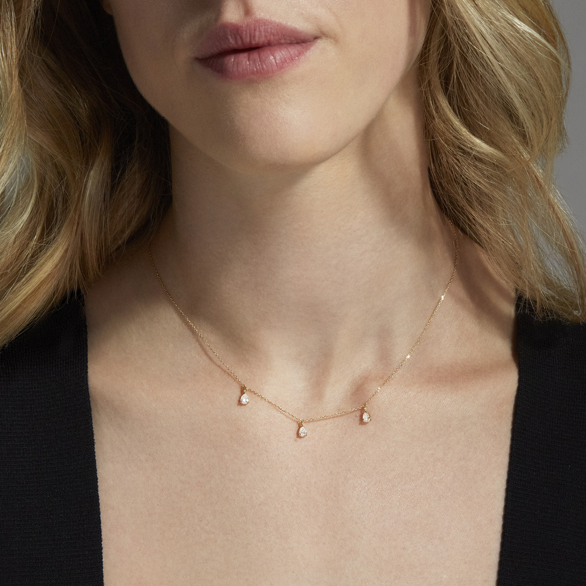 LAB-Created Diamond Droplets Necklace - 2