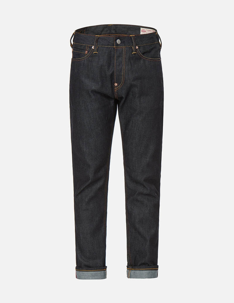 WASH-EFFECT SEAGULL PRINT CARROT FIT RAW DENIM JEANS #2017 - 1