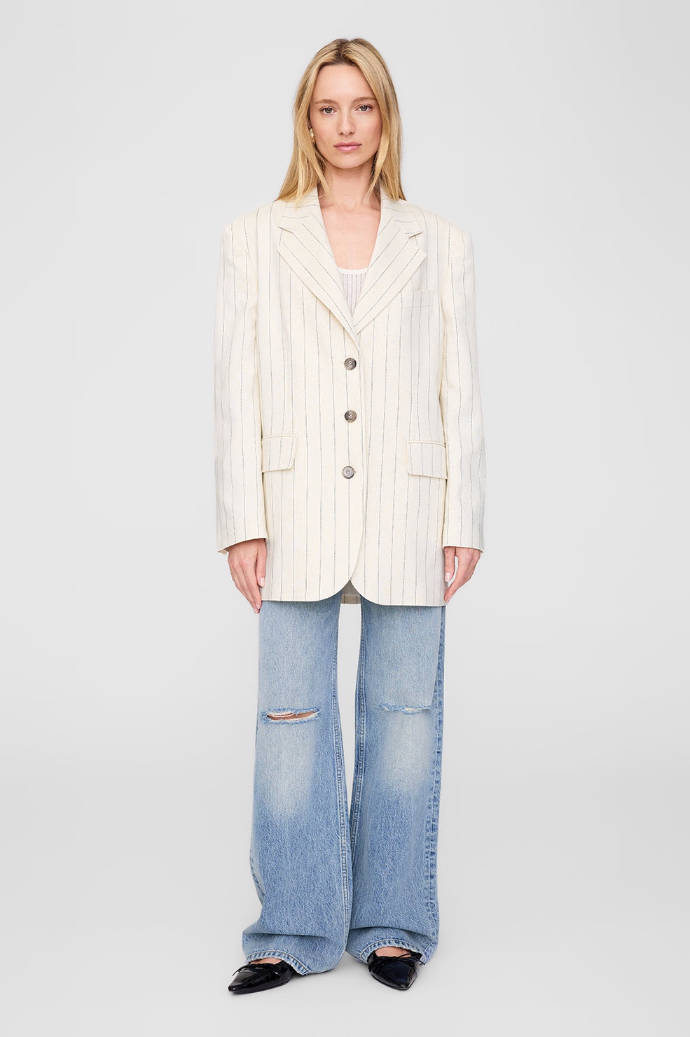 Sara Blazer - Cream And Black Stripe - 6