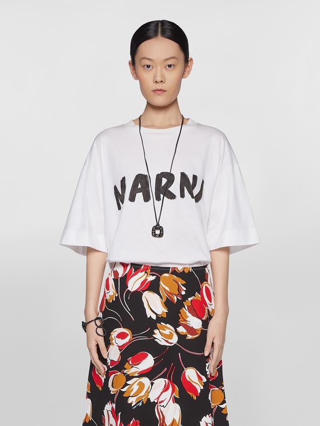 MARNI LETTERING PRINT COTTON JERSEY HALF-SLEEVED T-SHIRT - 2