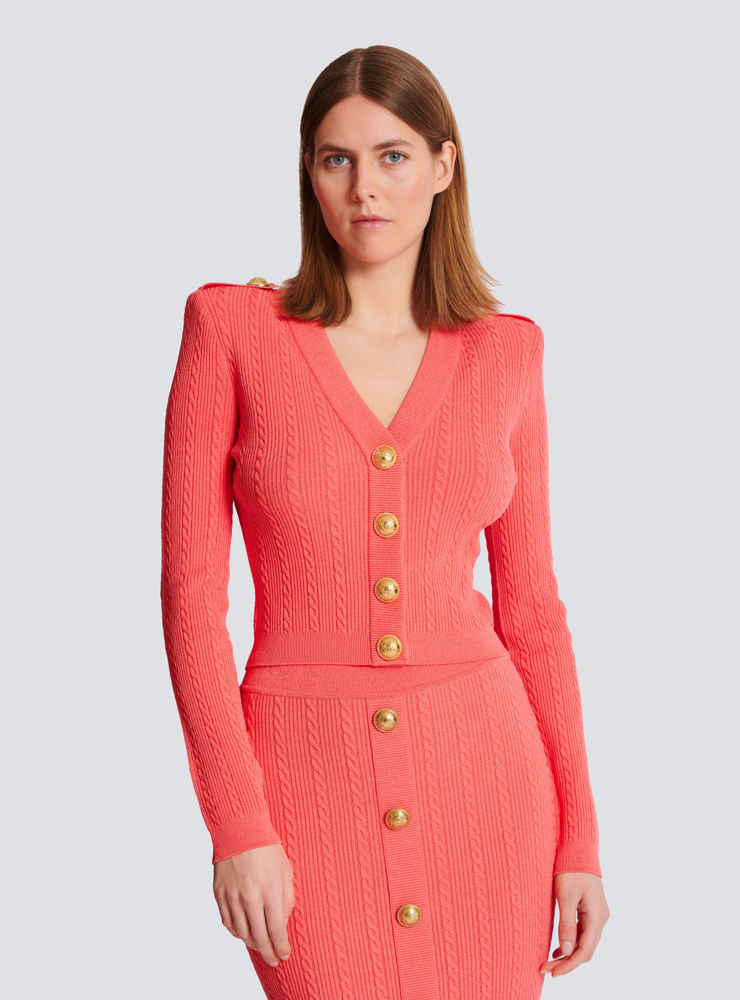 Long-sleeved cable-knit cardigan - 6