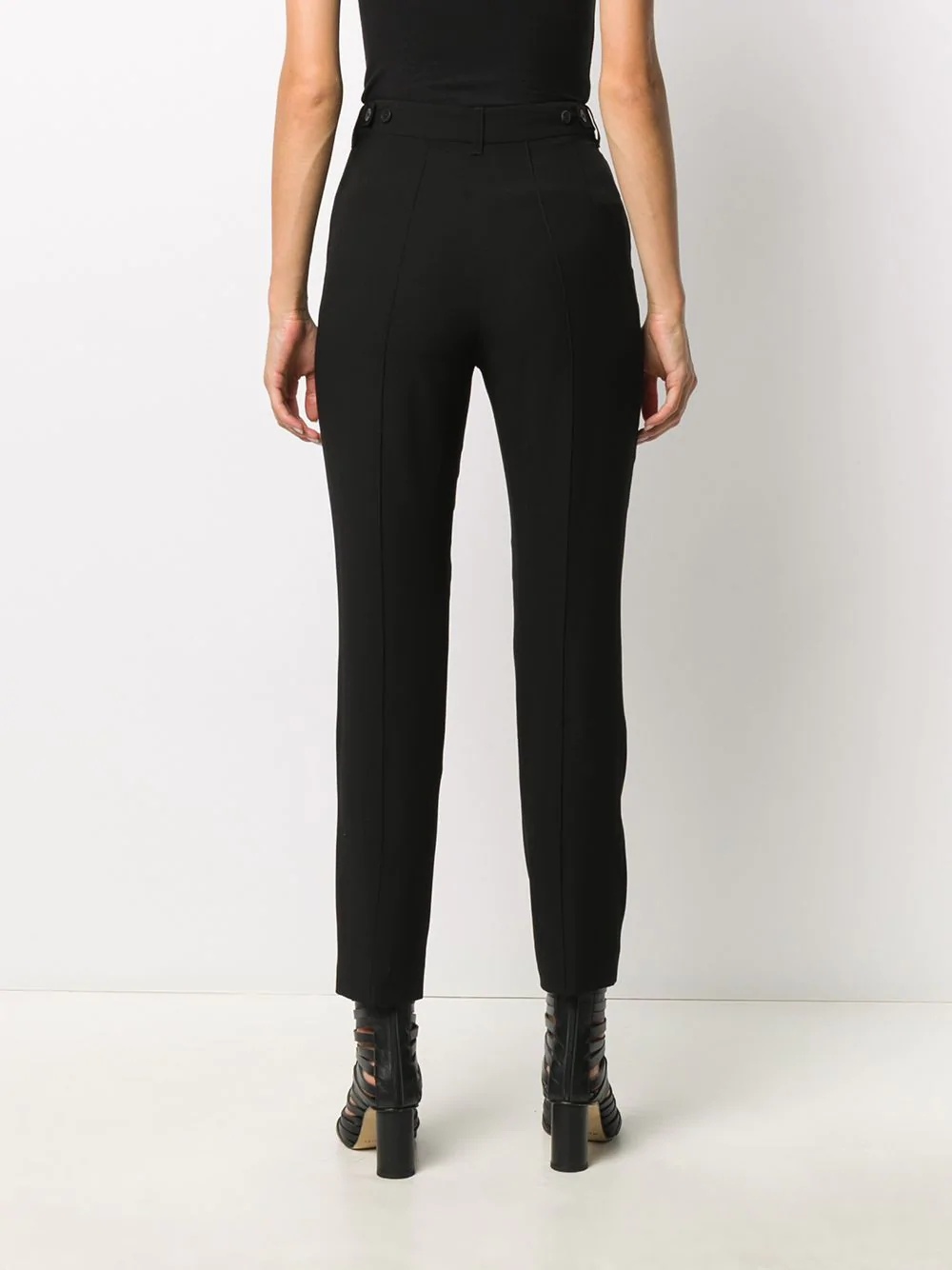 piped trim slim trousers - 4