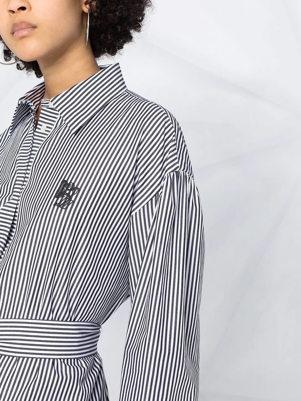 belted stripe shirt dress - 5