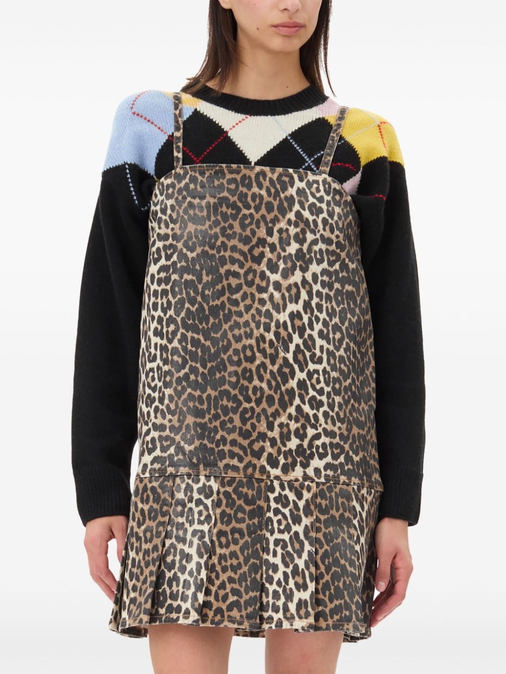 foiled-finish printed mini dress - 5
