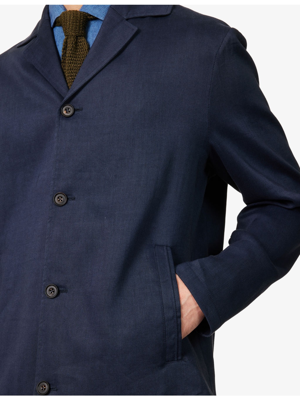 Regular-Fit Long-Sleeve Linen and Wool-Blend Overshirt - 5