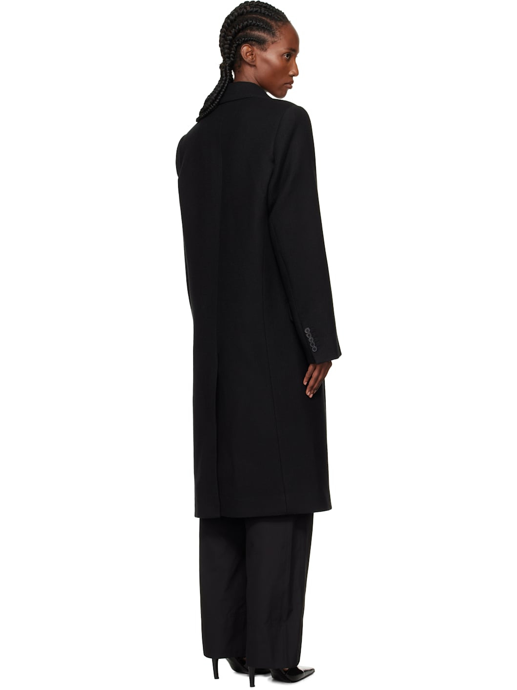 Black Double Breasted Coat - 3