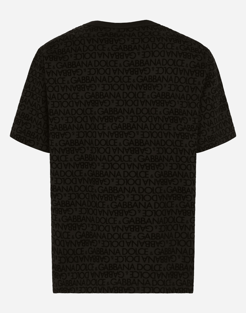 Dolce & Gabbana Cotton T-shirt with flocked Dolce&Gabbana logo outlook