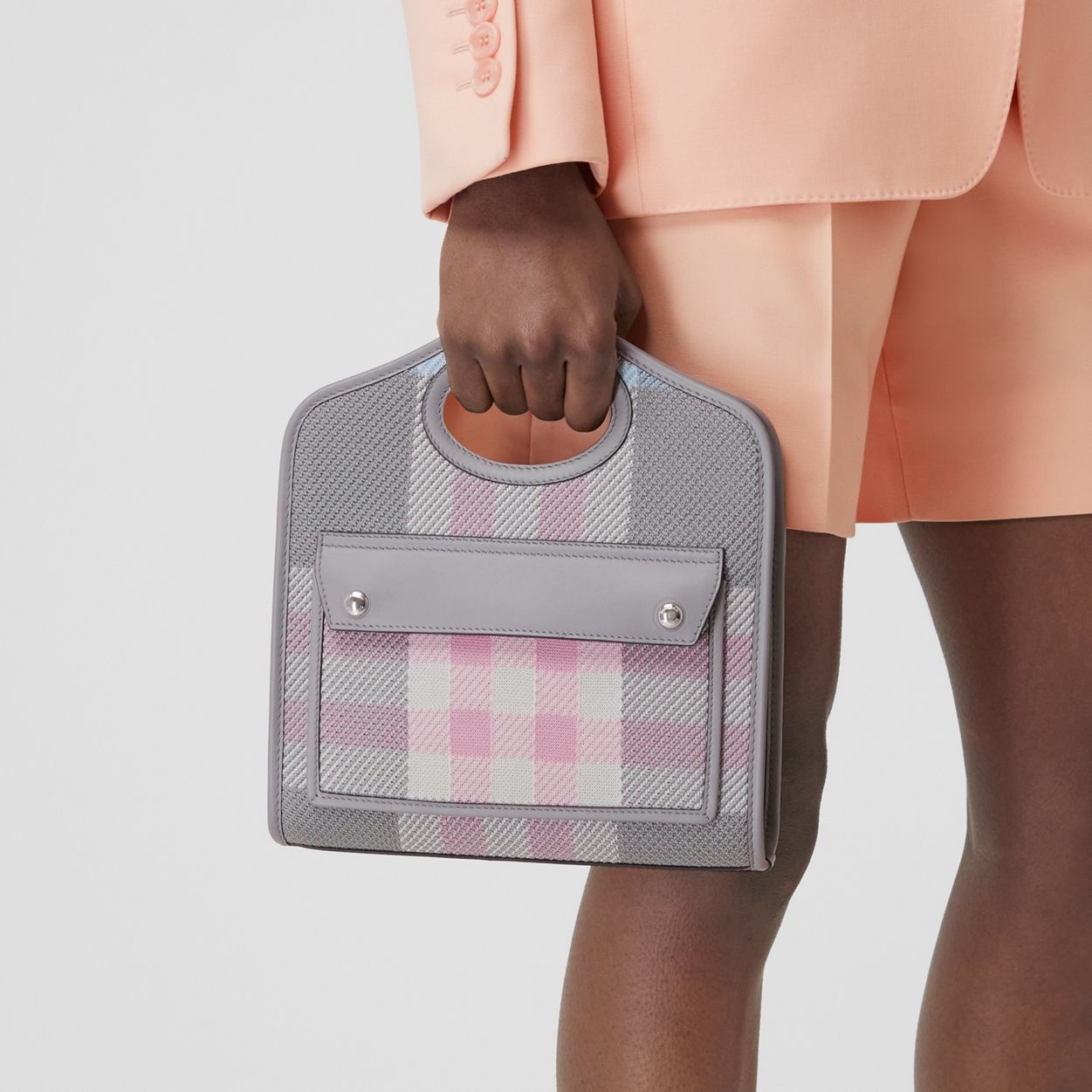 Mini Knitted Check and Leather Pocket Bag - 10