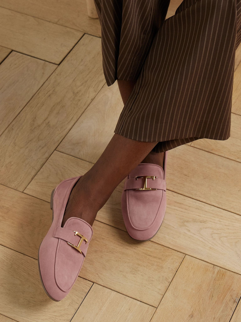 Tod's Embellished nubuck loafers Blush outlook