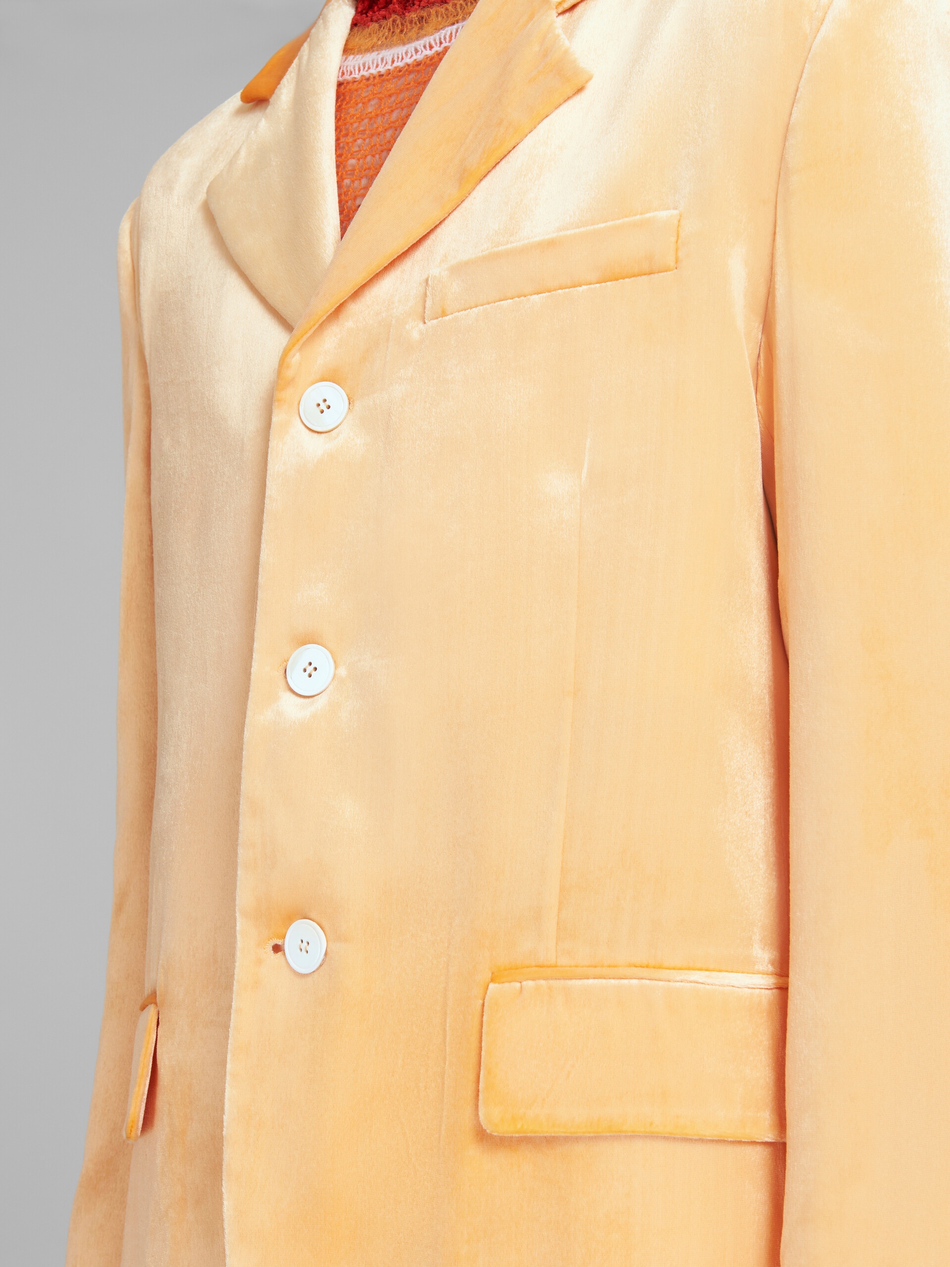 ORANGE SINGLE-BREASTED VELVET BLAZER - 5
