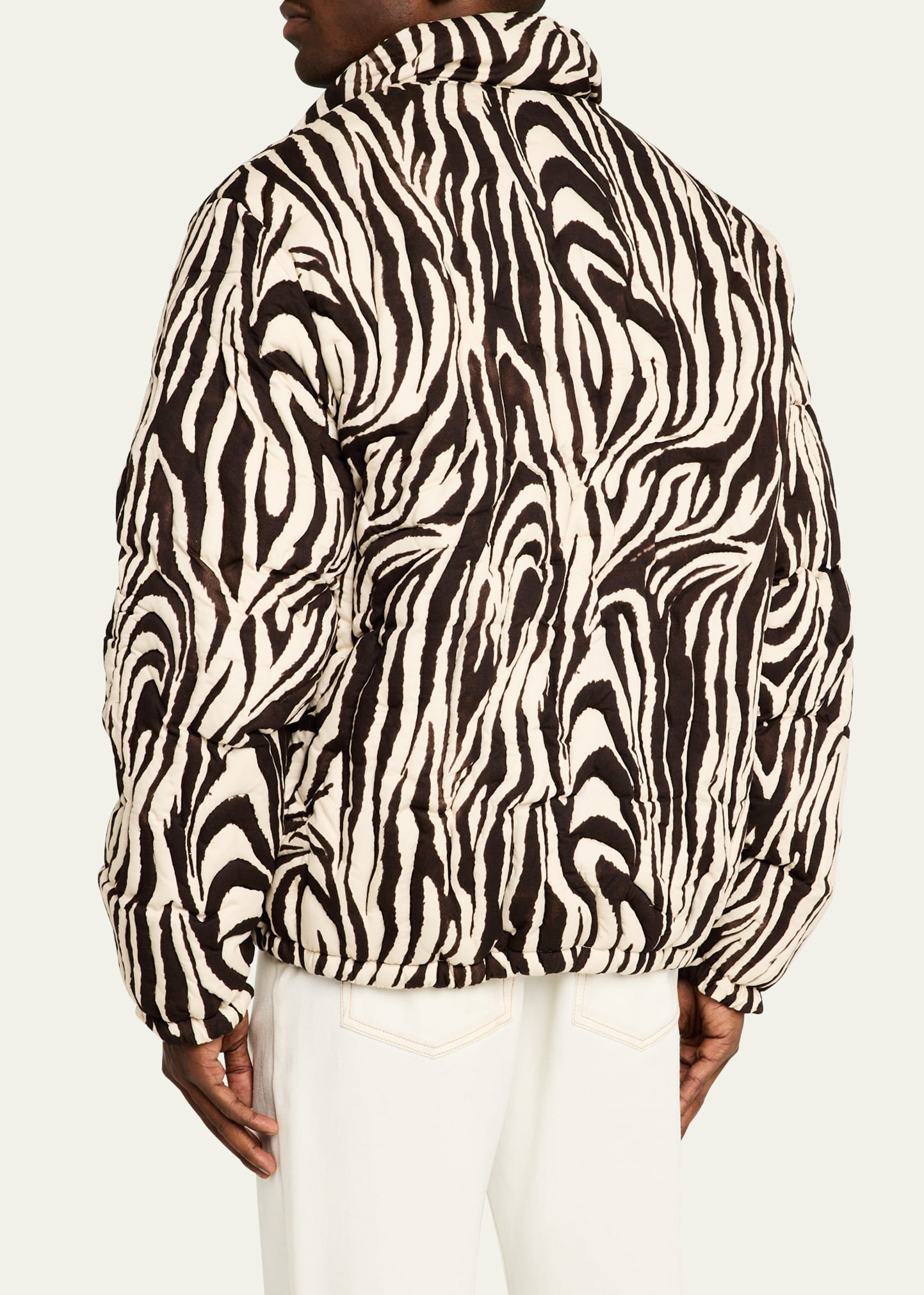 Men's Zebra-Print Quilted Puffer Jacket - 3