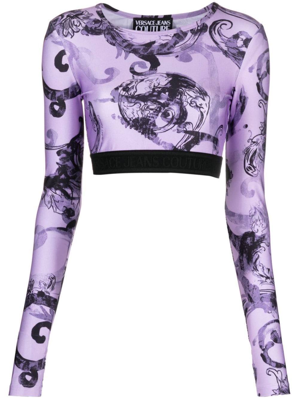 baroque-print cropped top - 1