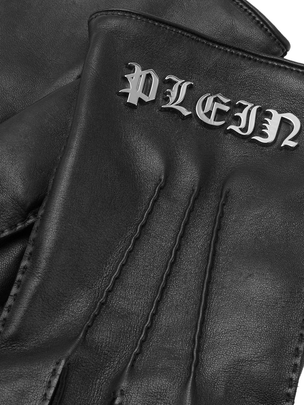 appliquÃ©-logo leather gloves - 2