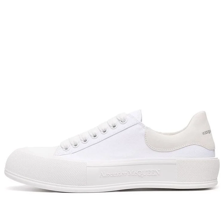 (WMNS) Alexander McQueen Deck Skate Plimsoll Lace Up 'Optic White' 654593W4MV79000 - 1