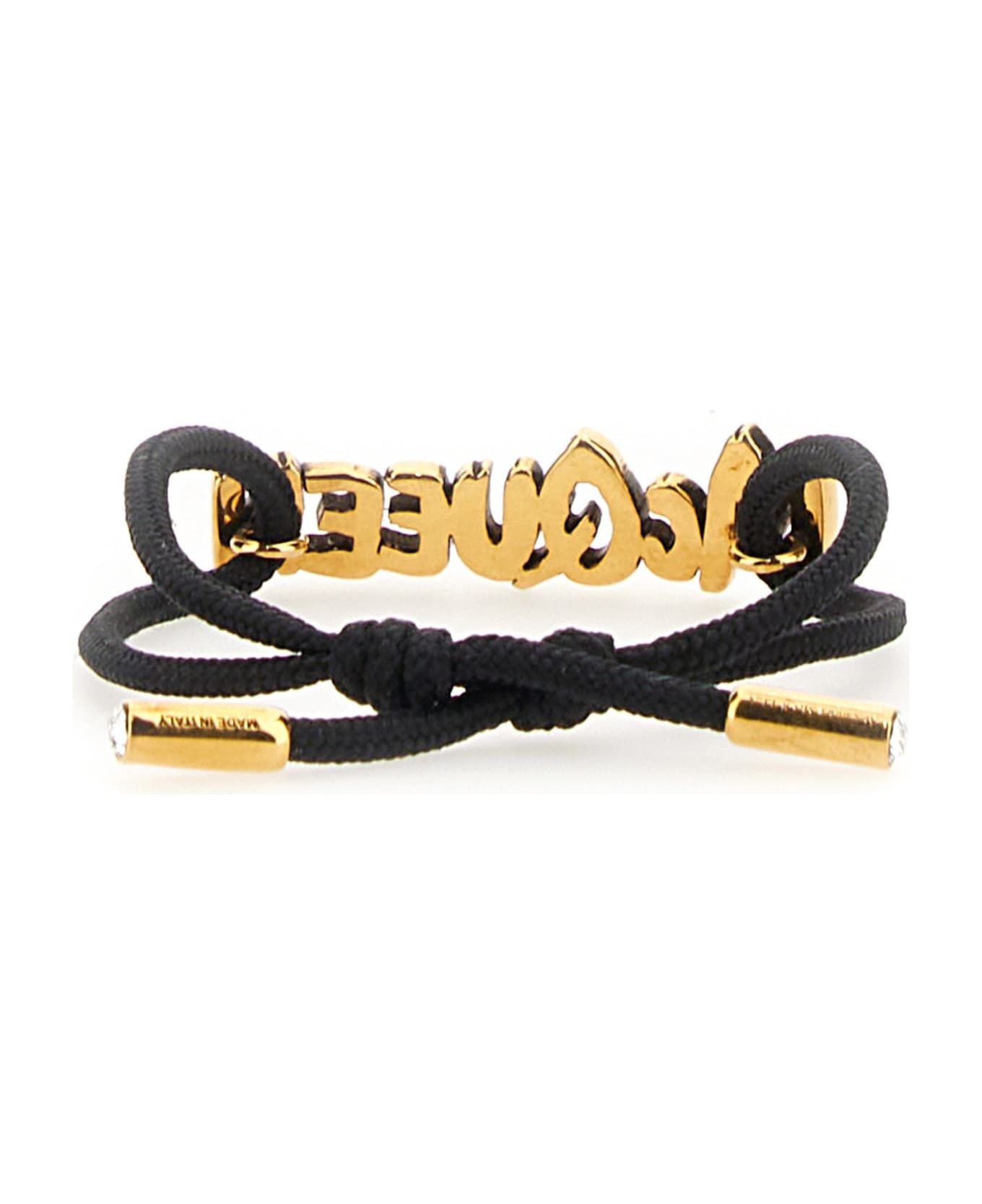 Woman's Black Graffiti Brass Bracelet With Logo - 2