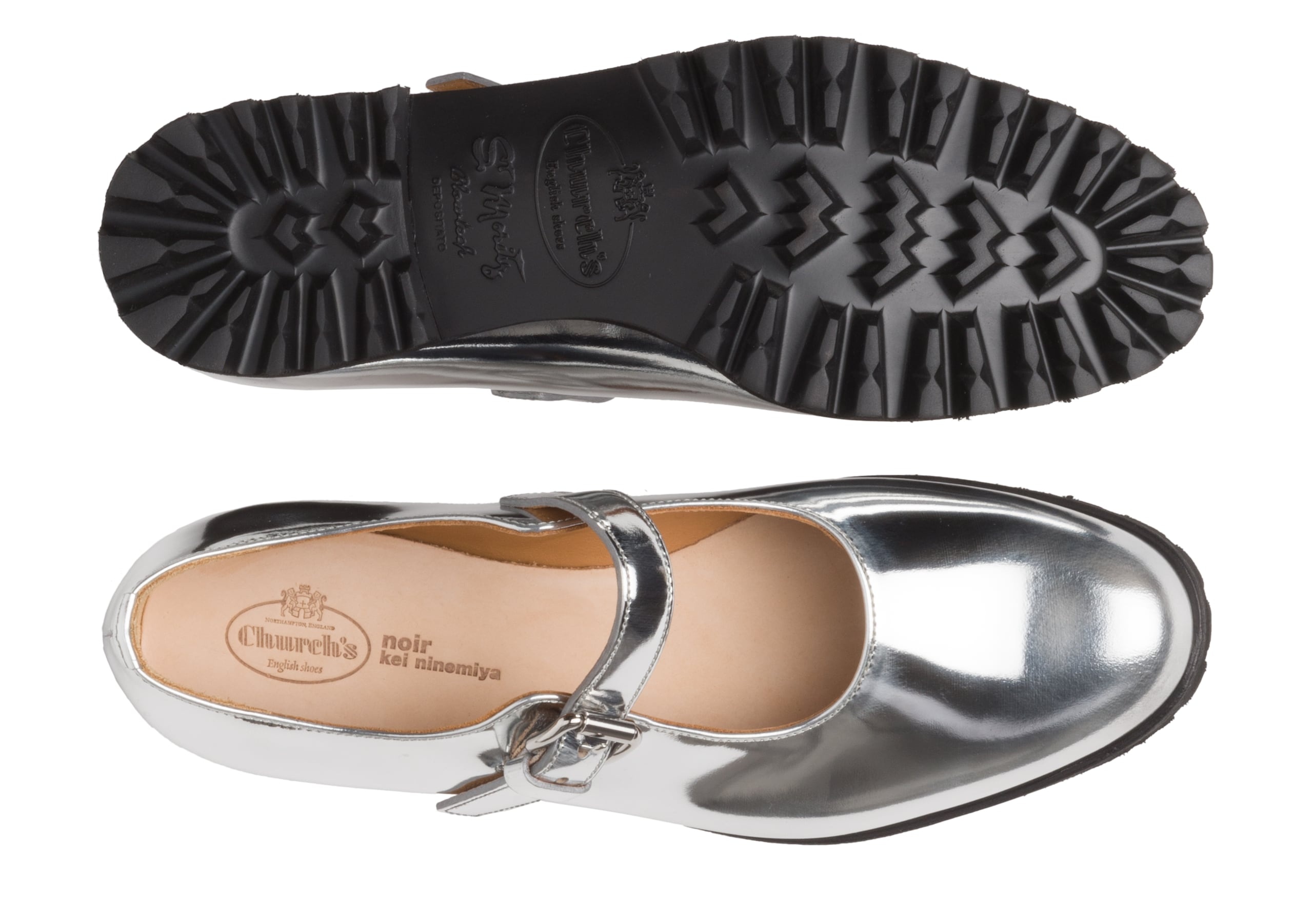 Kn1
Mirror Calf Leather Mary Jane Silver - 3