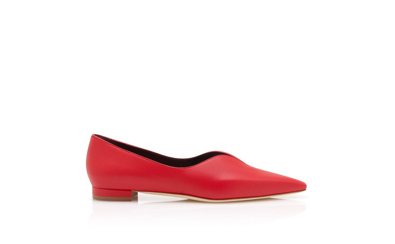 Red Nappa Leather Flat Pumps 1