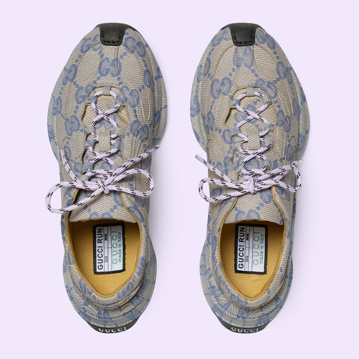 GUCCI - Ranranです。 67360 auth GUCCI black leather RYHTON RAINBOW LOGO Sneakers