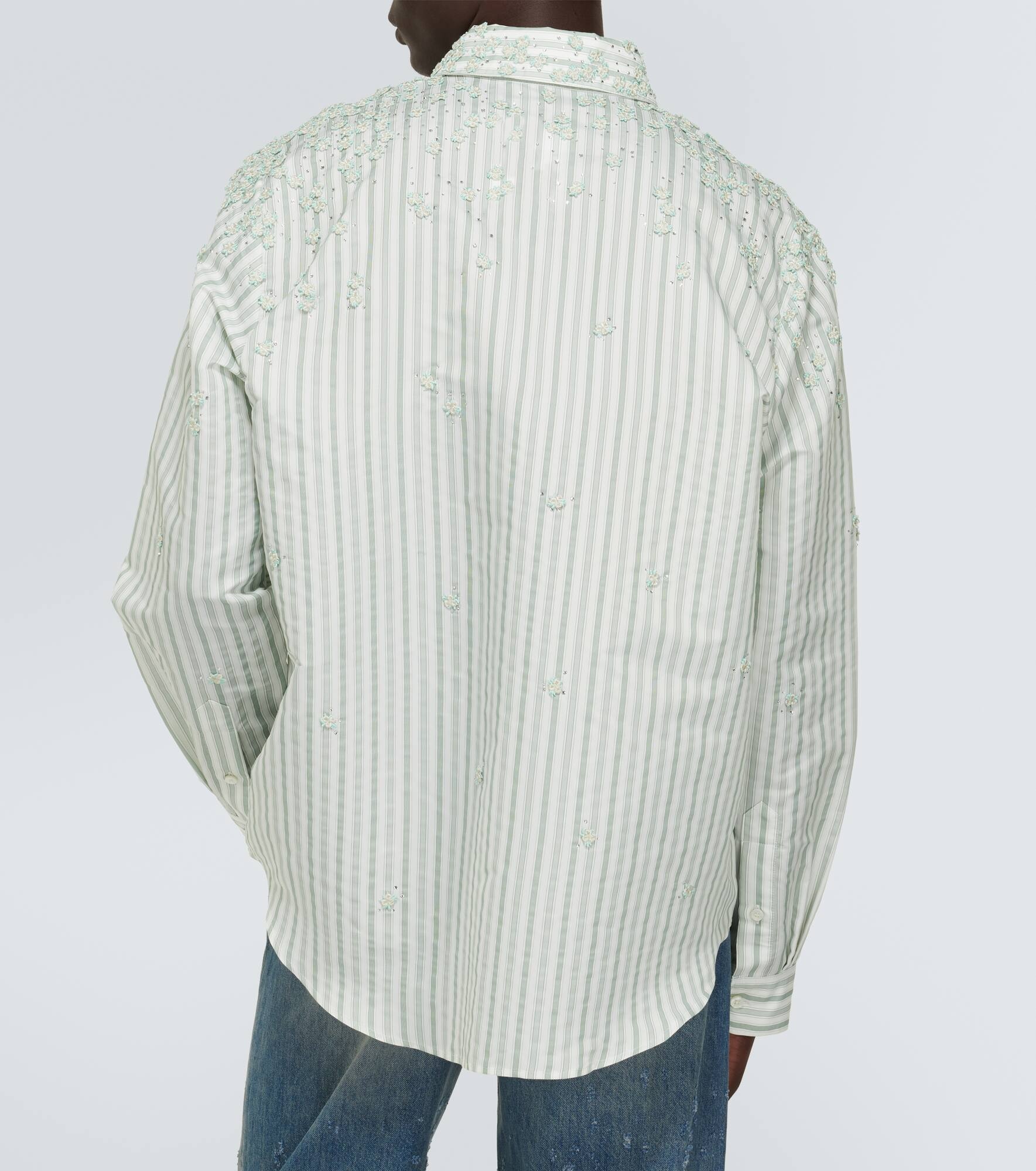 Floral-appliqué striped shirt - 4