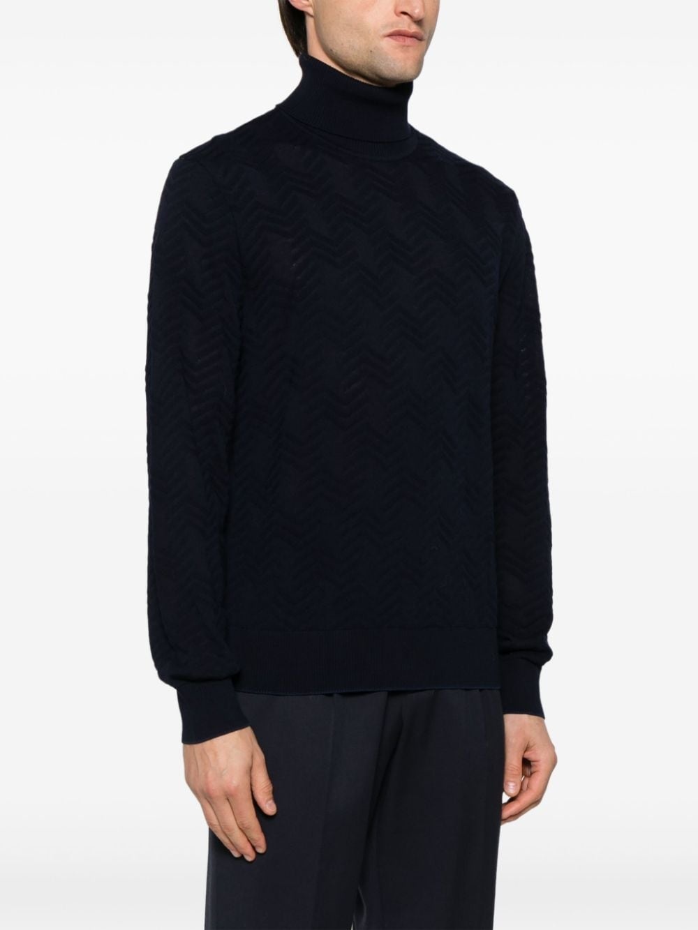 turtleneck chevron sweater - 3