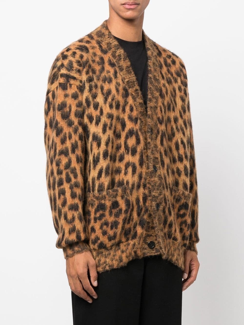 leopard-print knitted cardigan - 3