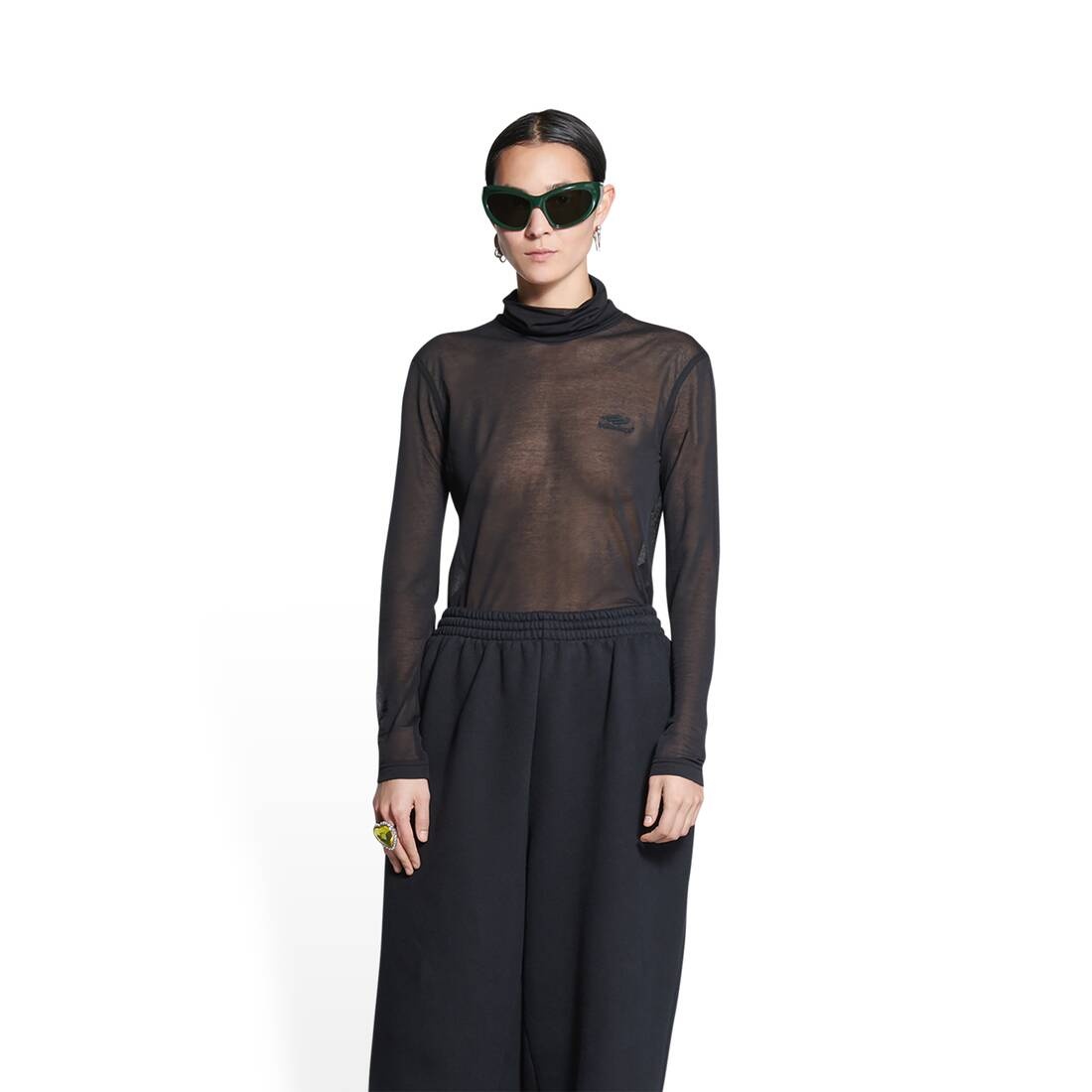 Women's 3b Sports Icon Shrunk Long Sleeve Turtleneck in Black - 5