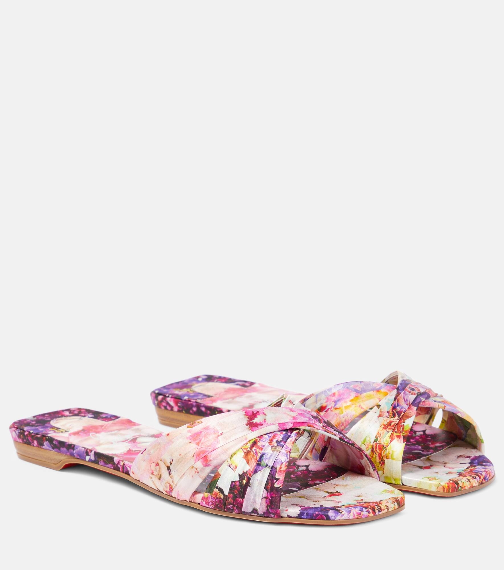 Nicol Is Back floral satin slides - 1