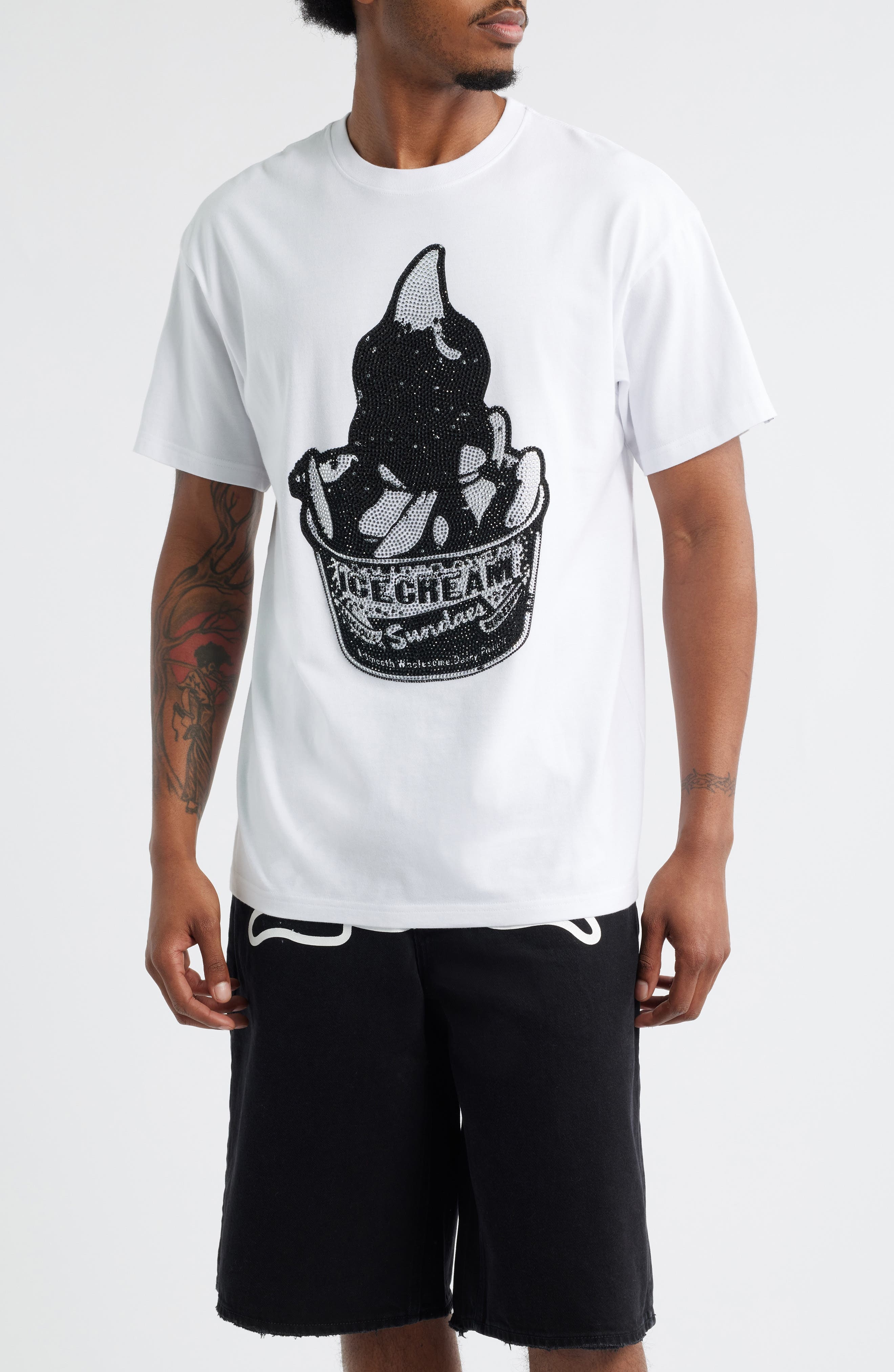 ICECREAM Gleam Embellished T-Shirt in White at Nordstrom - 1