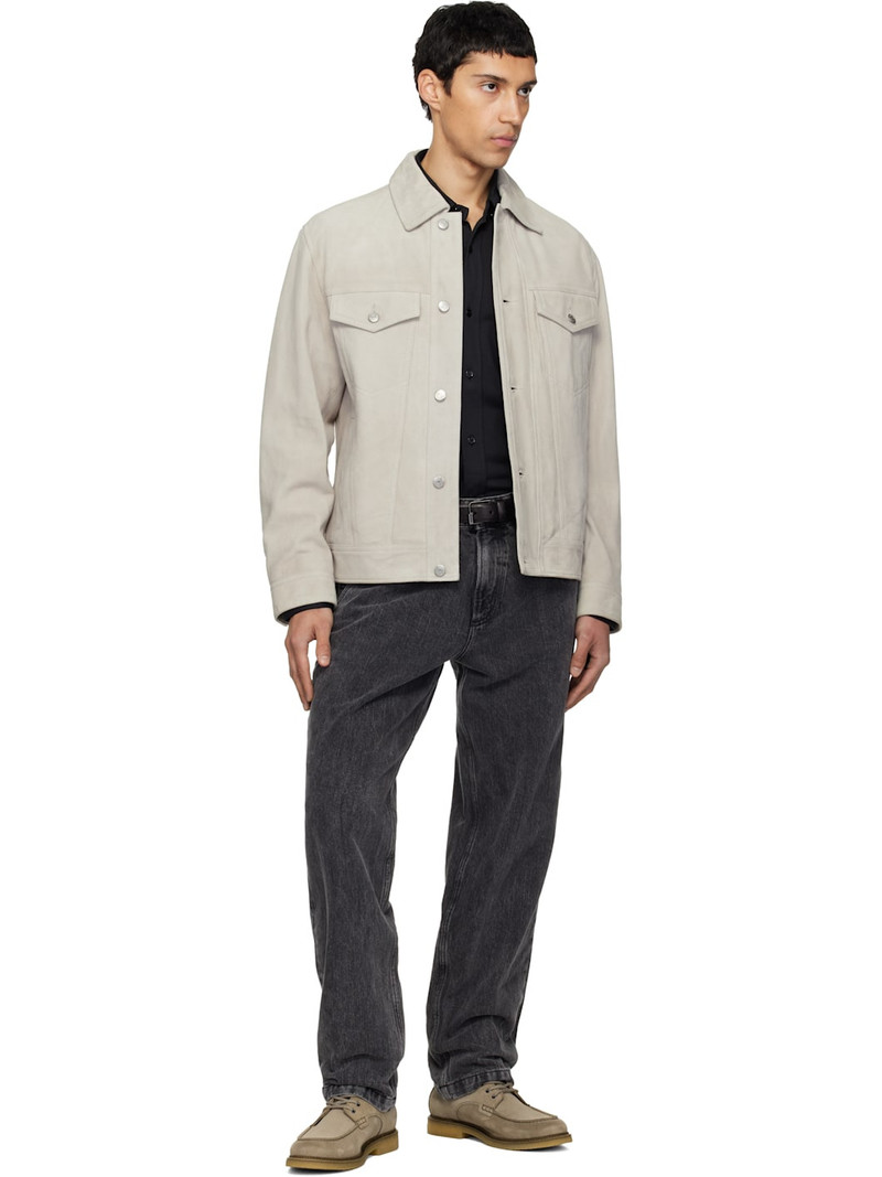 BOSS Taupe Goatskin Suede Jacket outlook