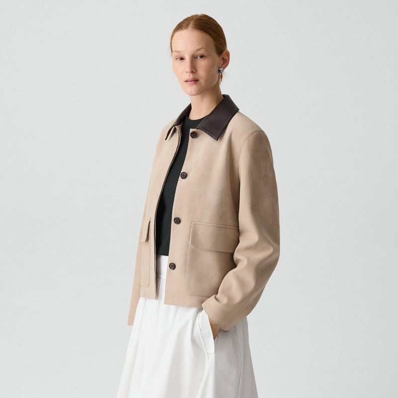 Boxy Patch Pocket Jacket in Suede 2