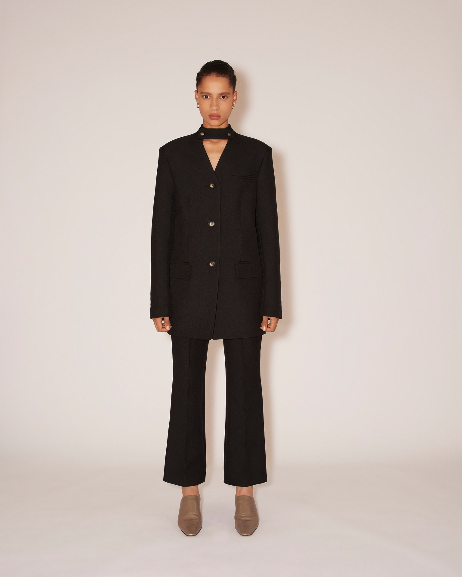 ZOEY - Double suiting pleated pants - Black - 2