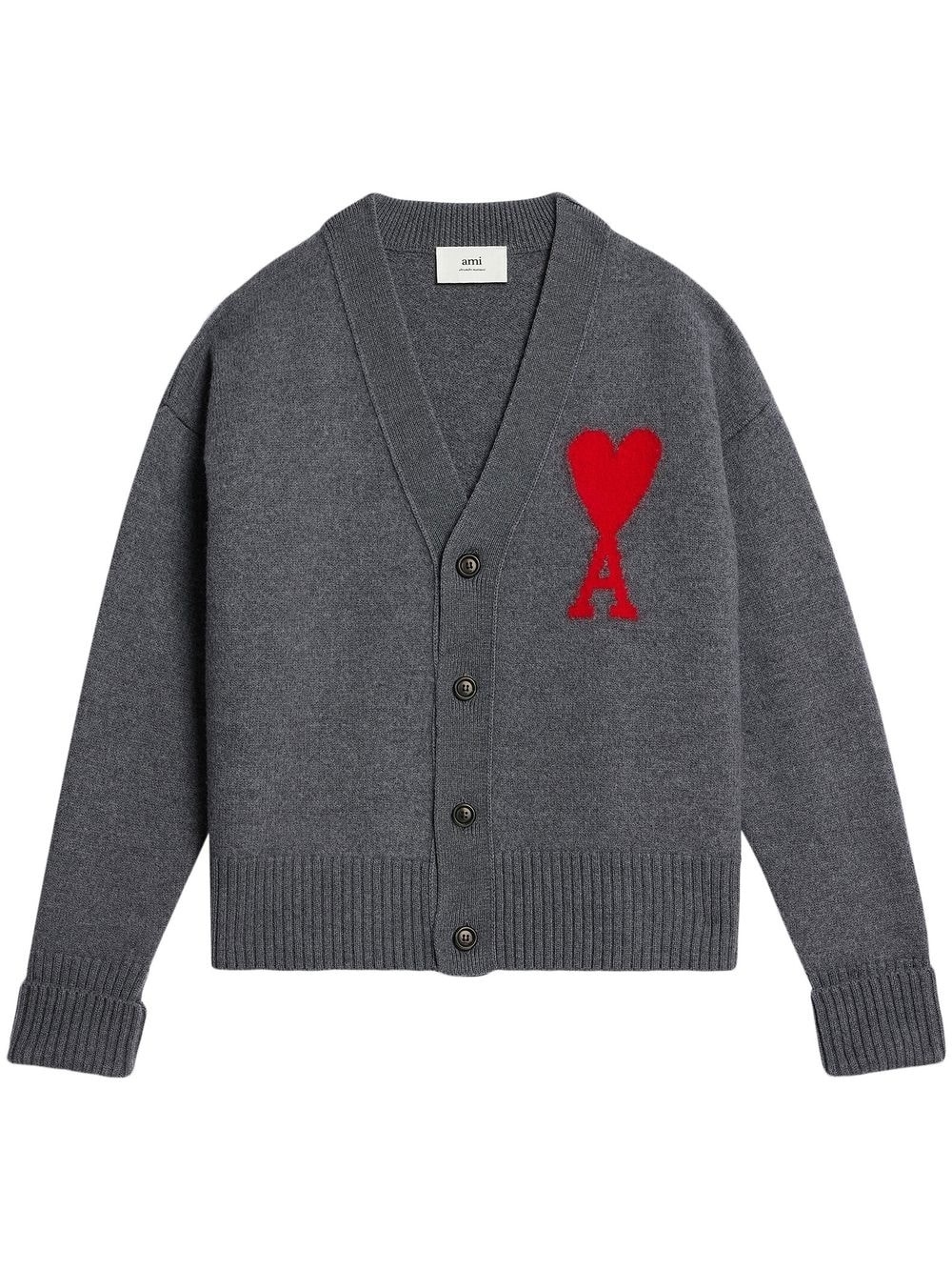 logo-intarsia wool cardigan - 1