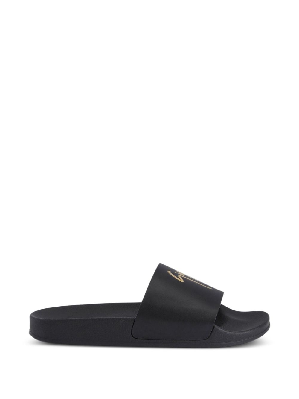 Brett logo-embellished leather slides - 4