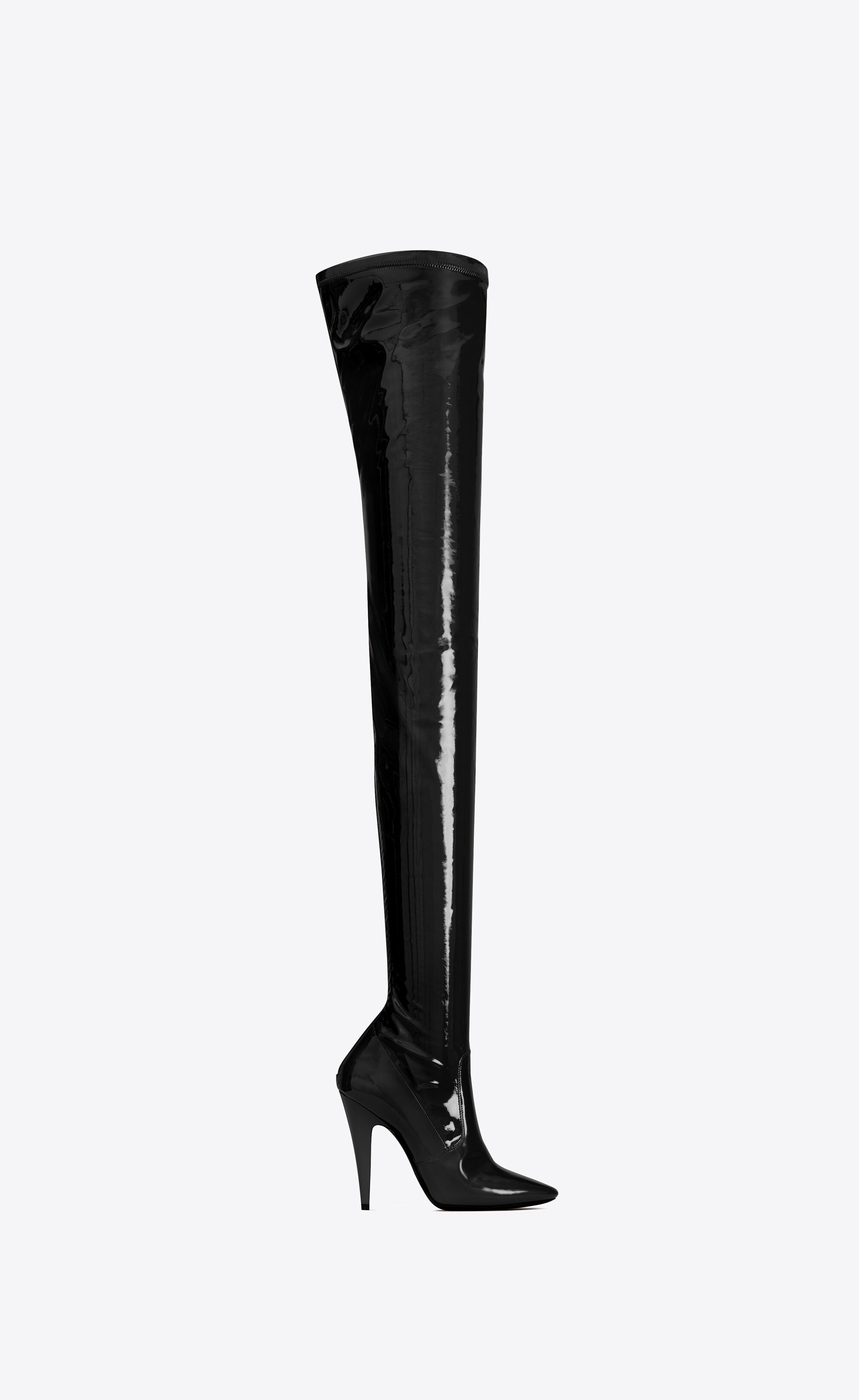 aylah over-the-knee boots in patent stretch canvas - 1